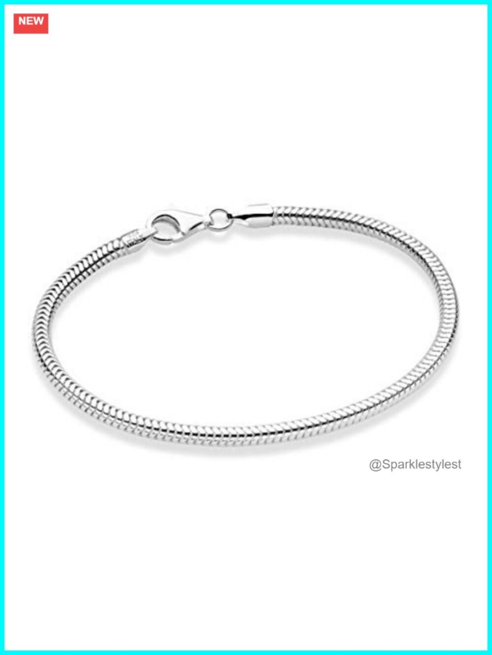 925 Sterling Silver 3mm Snake Chain Bracelet Made in Italy 8 Inch